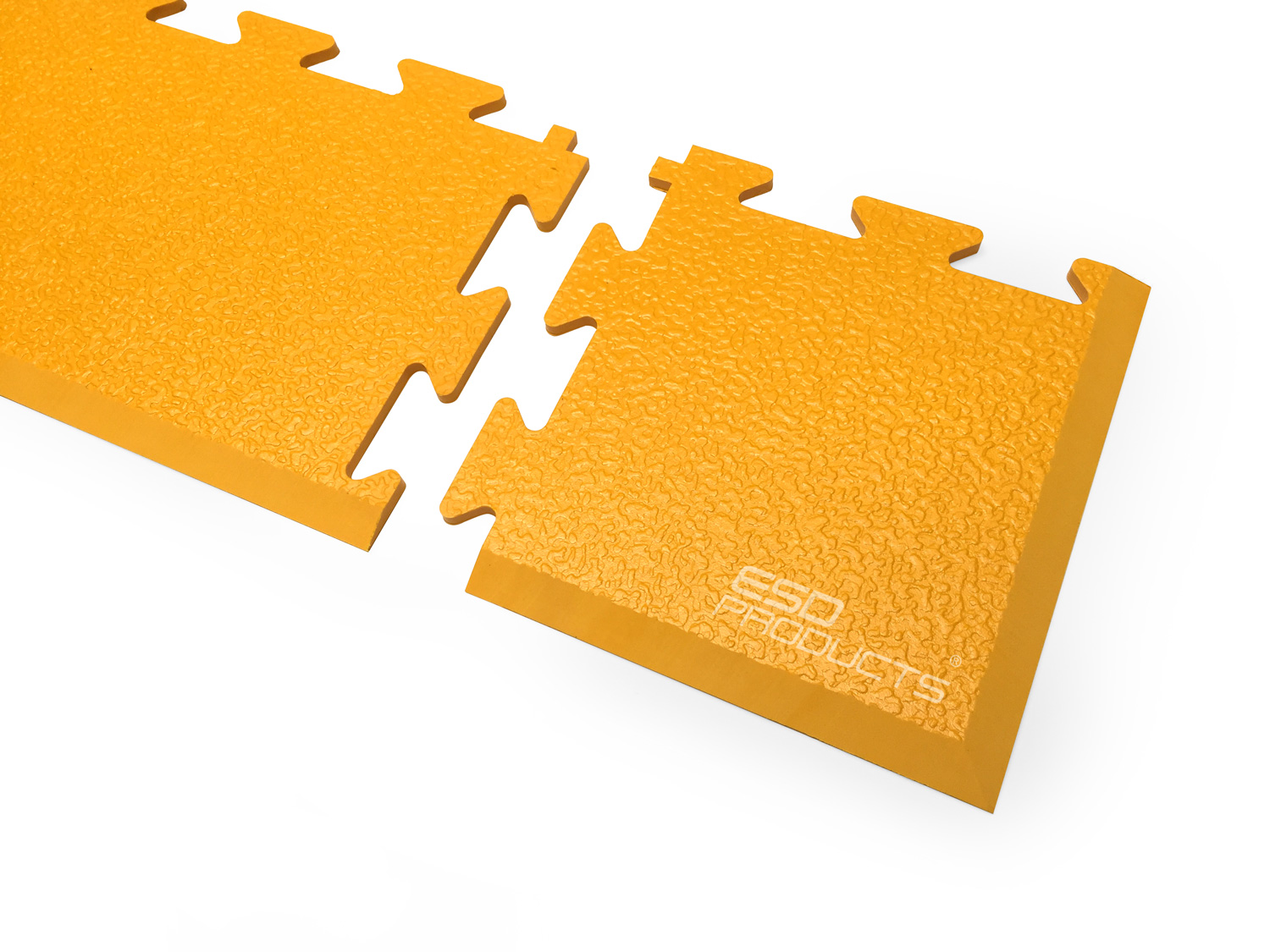ESD Puzzle Corner Ramp Close-Up INCAFLOOR Cut Milled Yellow 140x140x5mm